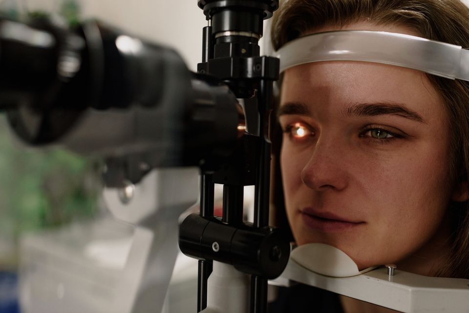 Slit lamp eye examination used for glaucoma screening and optic nerve assessment