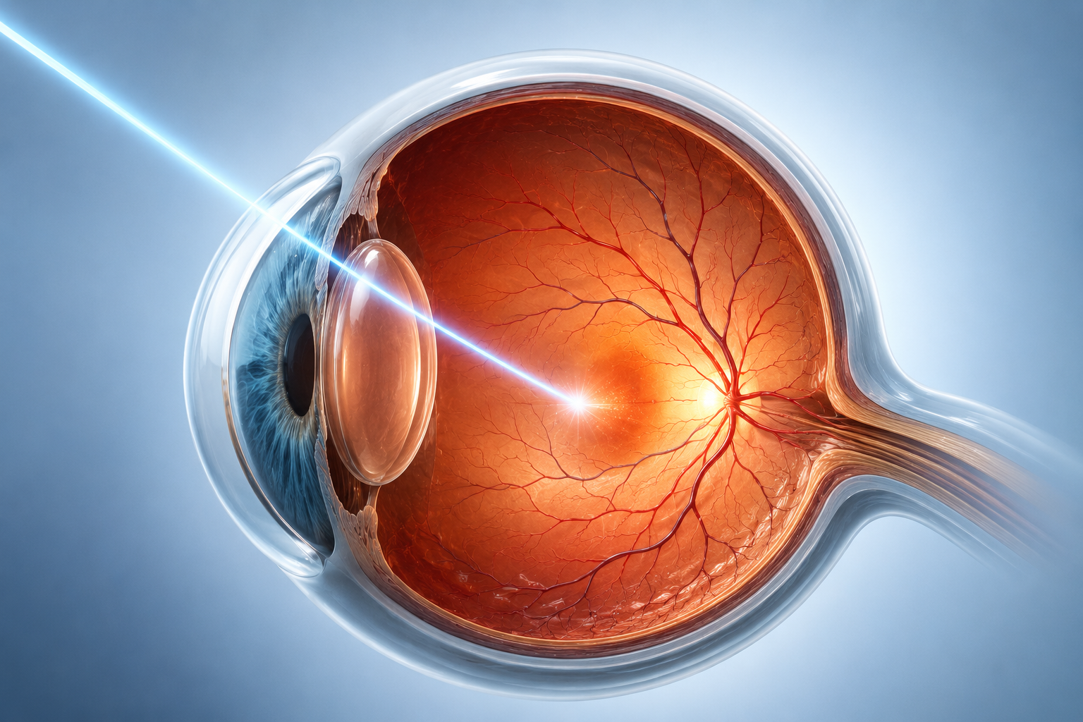 Retinal diagnostic scan displayed on an ophthalmic auto refractor during retina screening