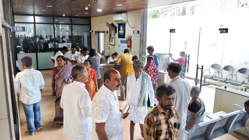 Patients waiting in the hospital corridor for eye consultation