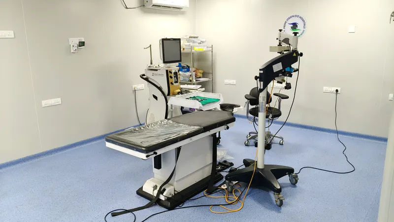 Surgical microscope and operation theatre setup for eye procedures