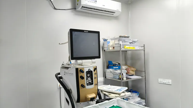 Ophthalmic diagnostic equipment and monitor in the examination room